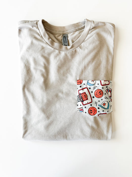 Retro Basketball Pocket Tee