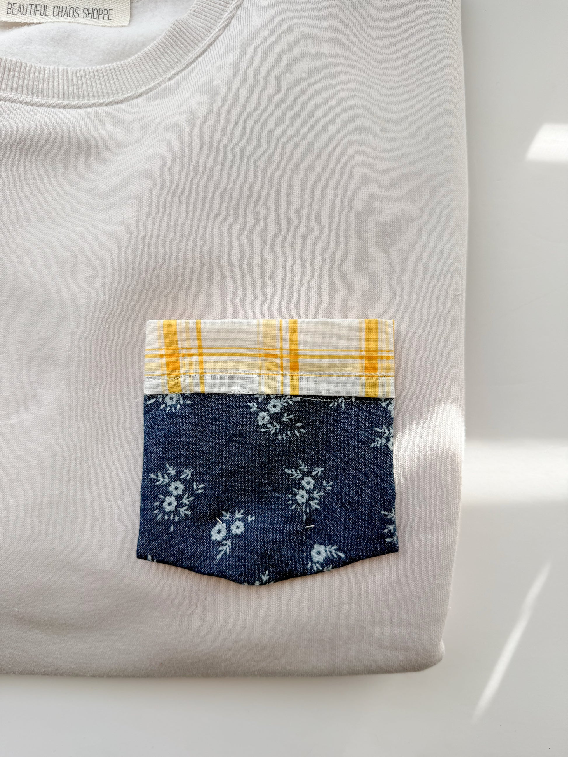 Denim Floral Pocket Tee