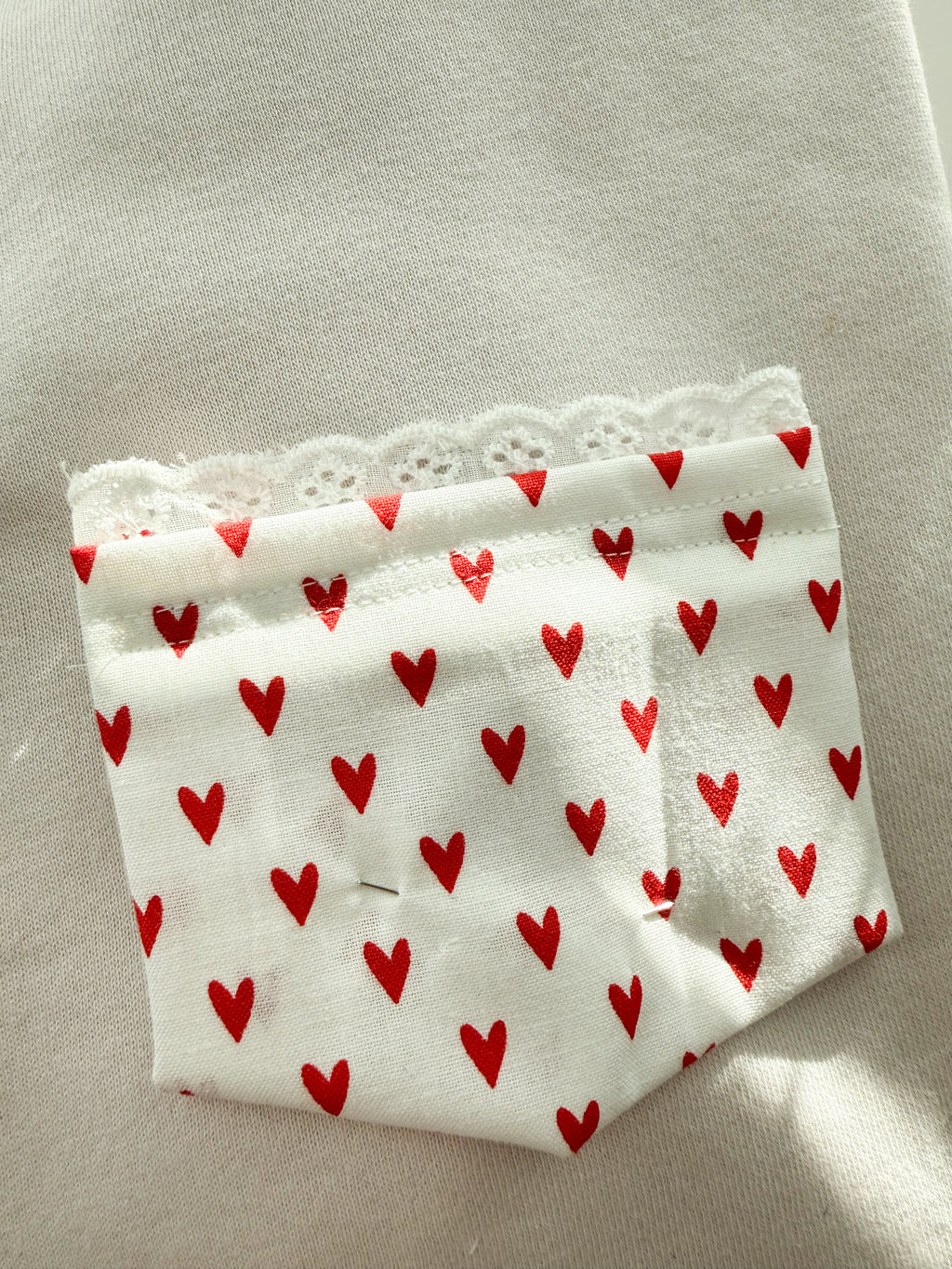 Vintage Heart Lace Pocket Tee