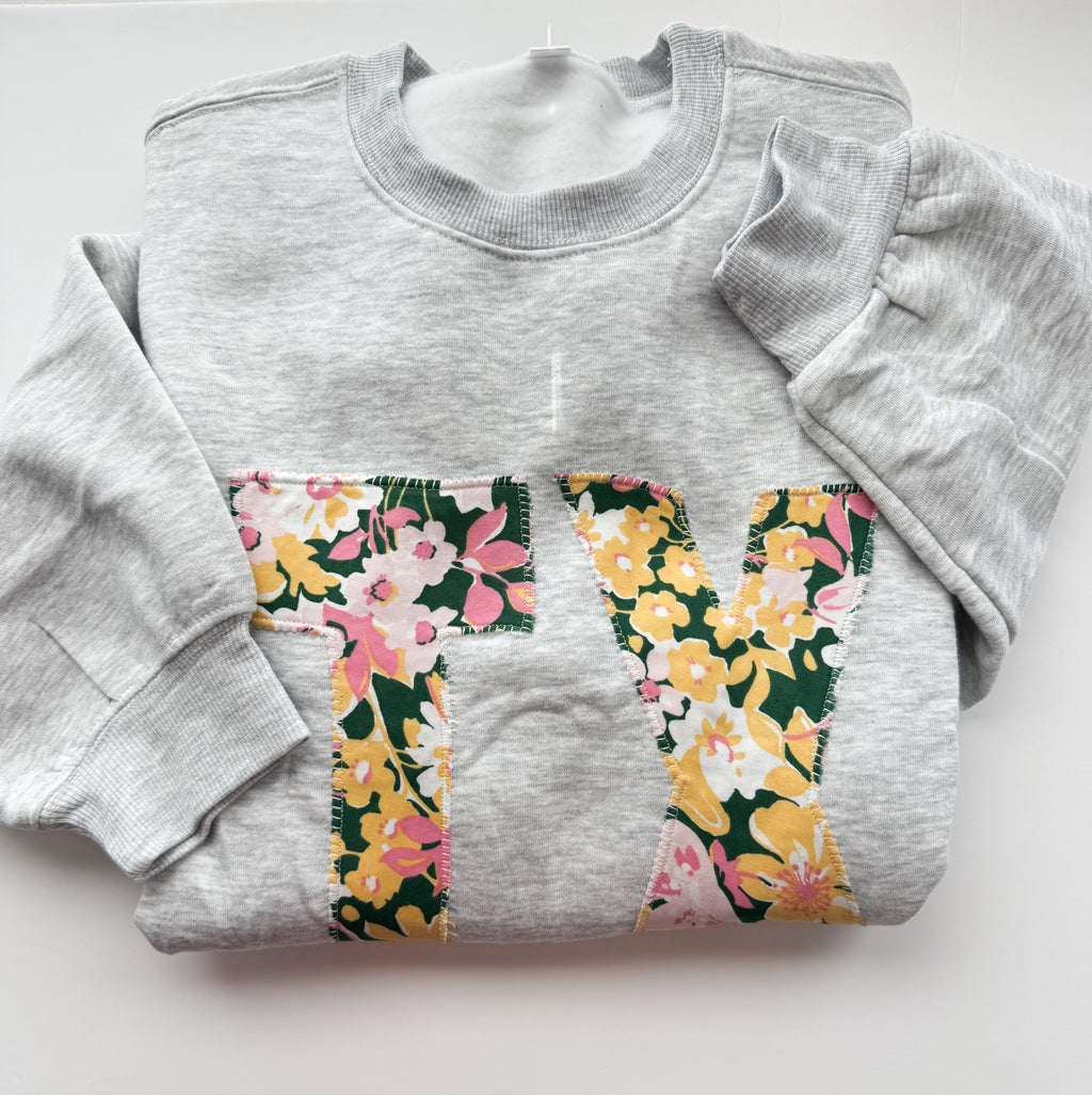 Green Pink & Yellow Initial Sweatshirt