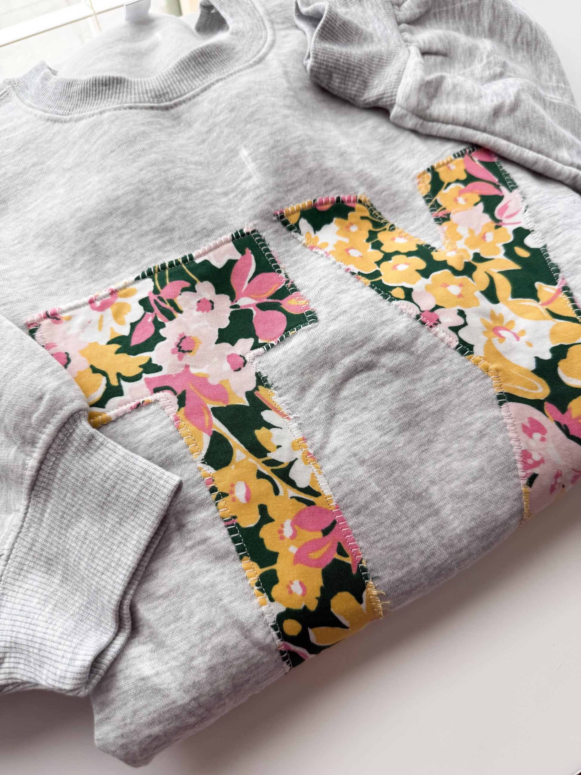 Green Pink & Yellow Initial Sweatshirt
