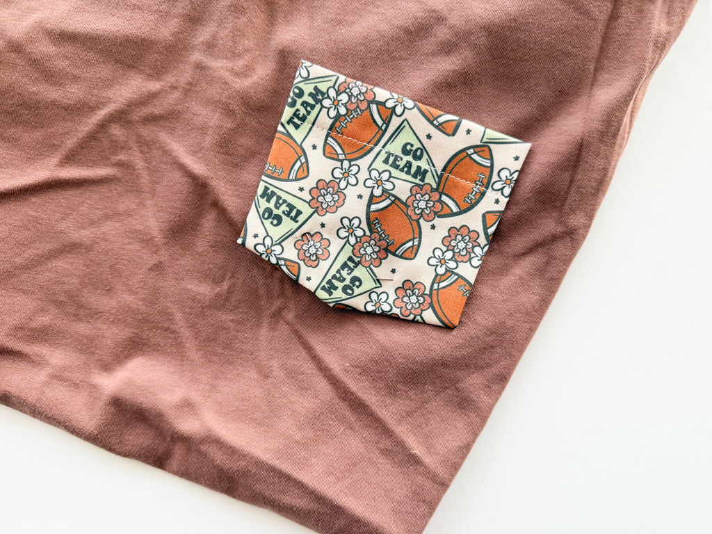 Football Flower Pocket Tee