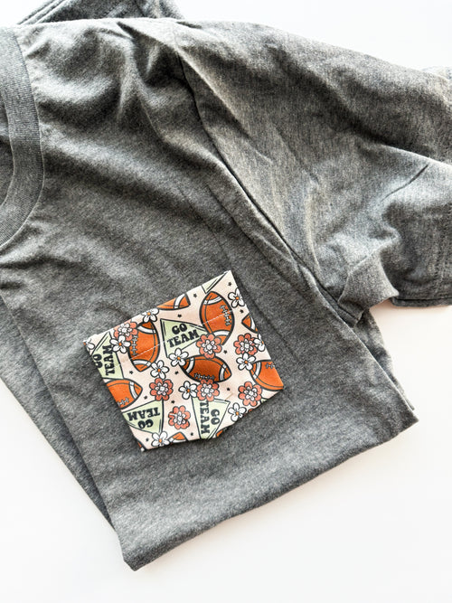 Football Flower Pocket Tee
