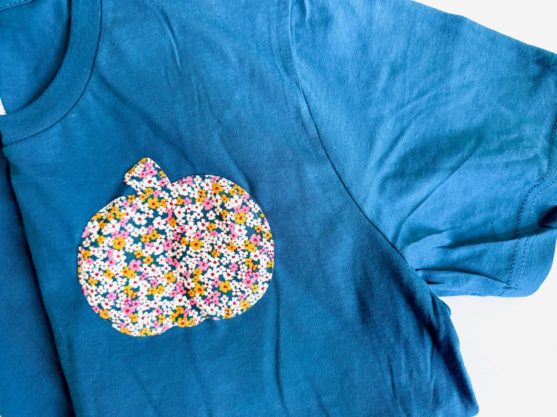 Teal Orange Pink Floral Pumpkin Tee
