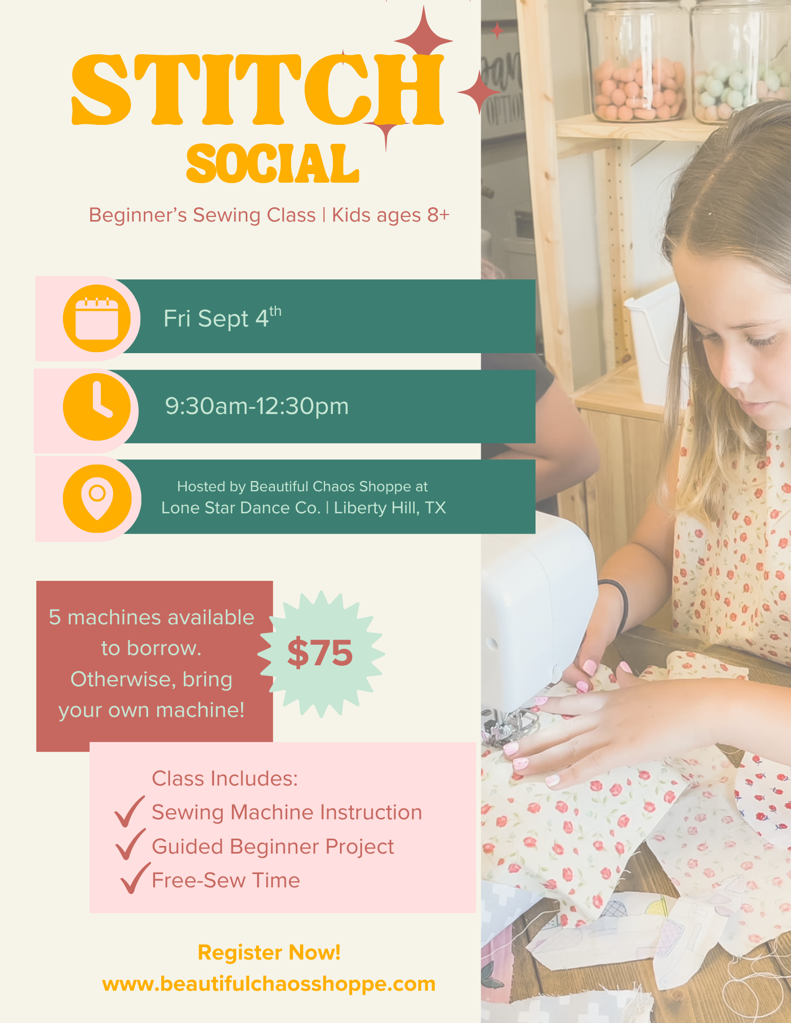 Stitch Social : Kids Sewing Class | Liberty Hill, Texas