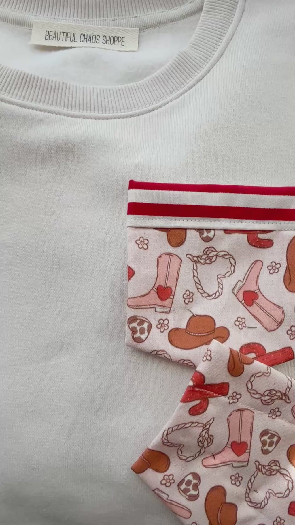 Western Valentine's Day Pocket Tee | Cowgirl Rodeo Heart Sweatshirt | Handmade Pocket Shirt