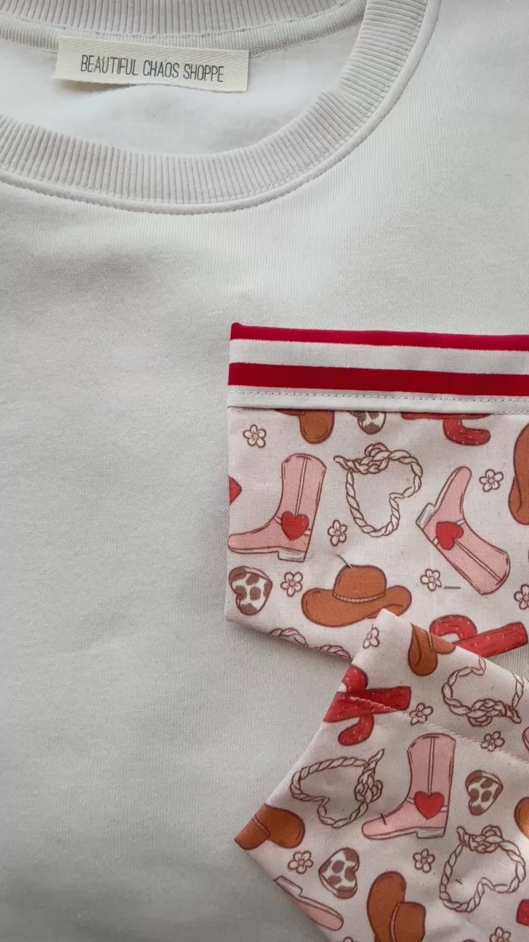 Western Valentine's Day Pocket Tee | Cowgirl Rodeo Heart Sweatshirt | Handmade Pocket Shirt