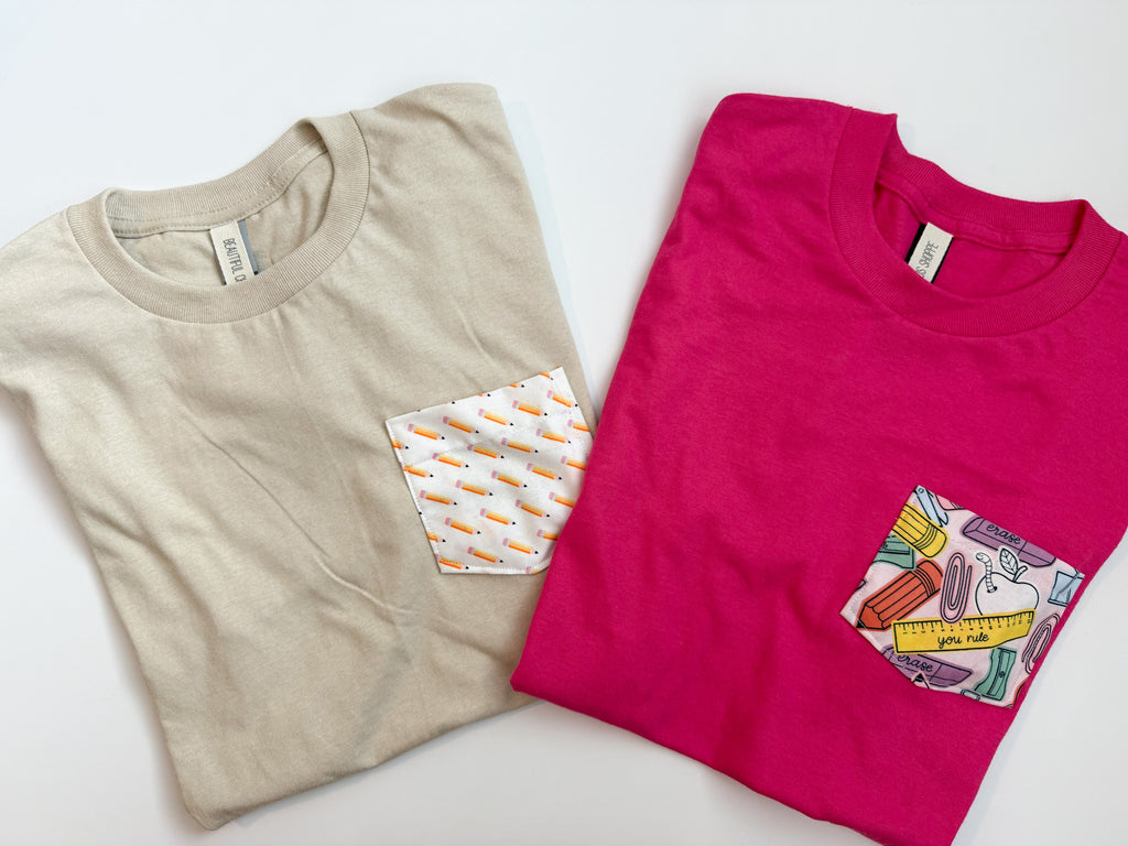 Teacher Pocket Tee | Pencil or Ruler