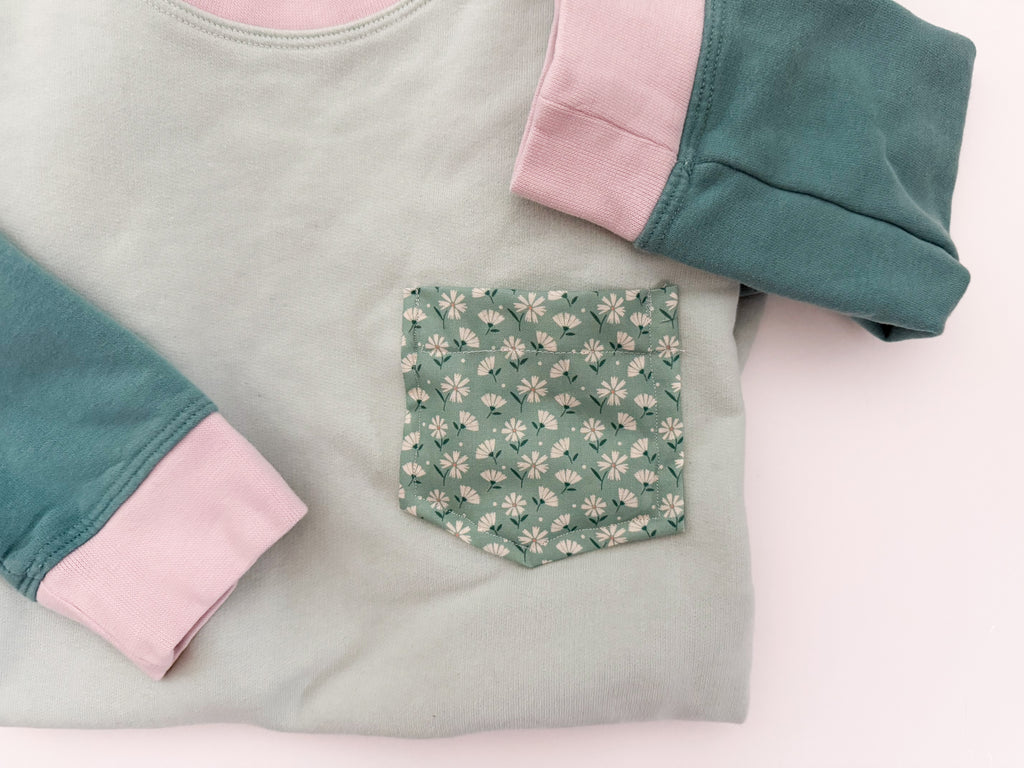 Mint & Pink Pocket Sweatshirt