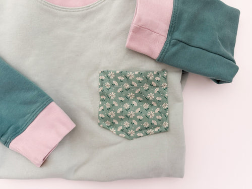 Mint & Pink Pocket Sweatshirt